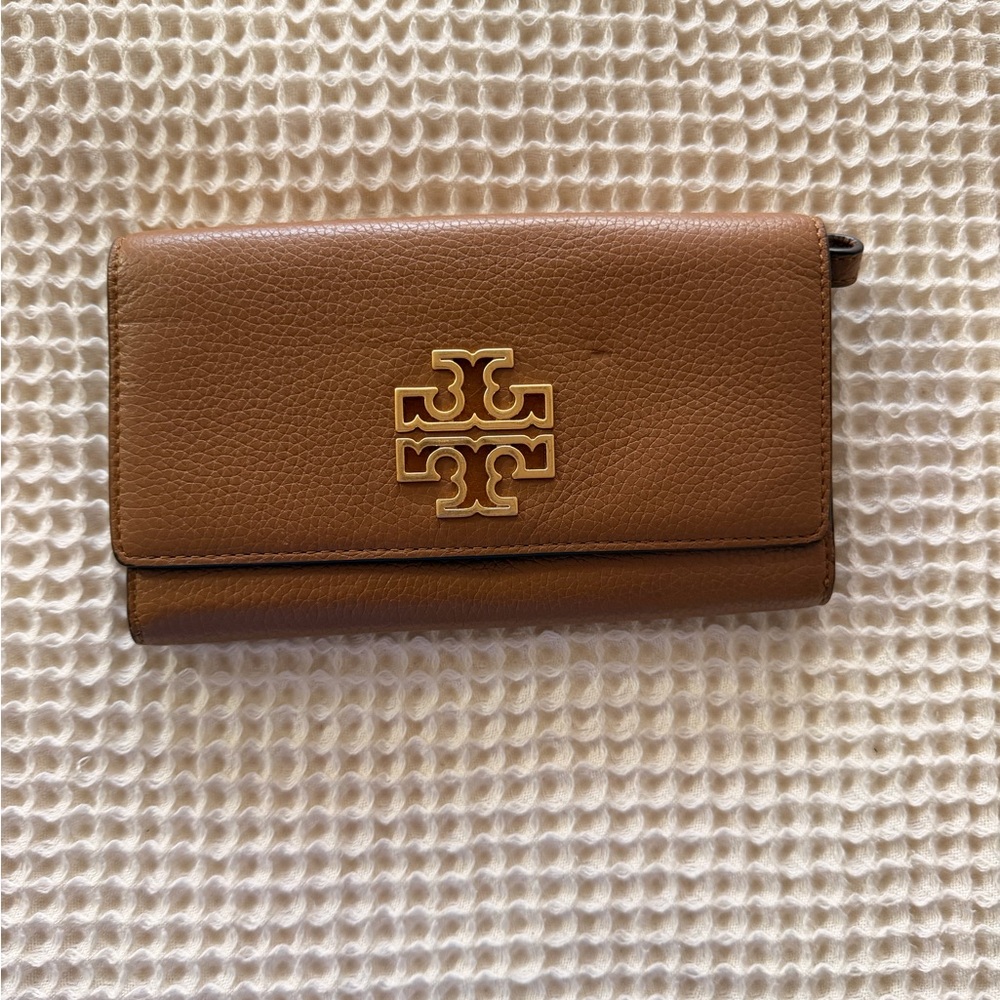 Tory Burch Brown Leather Wallet with Logo